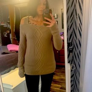 Beautiful Tan cold shoulder sweater.